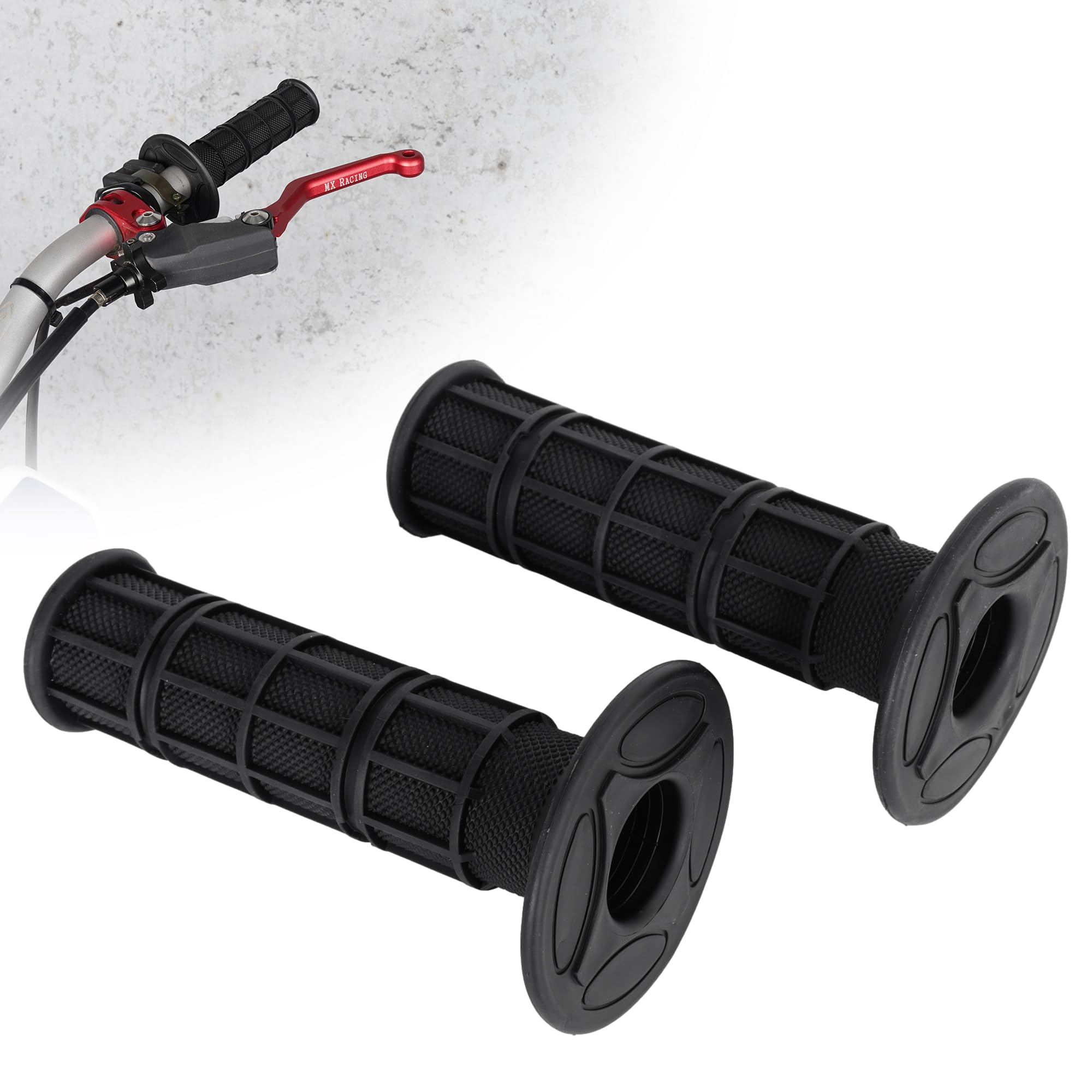 RUTU 7/8" 22mm Motorcycle Handlebar Grips Universal Anti-Slip Rubber Grips for WRF YZF KXF KLX 50cc 70cc 110cc Motorcycle Pit Bike, Anti-Slip Dirt Bike Grips Black