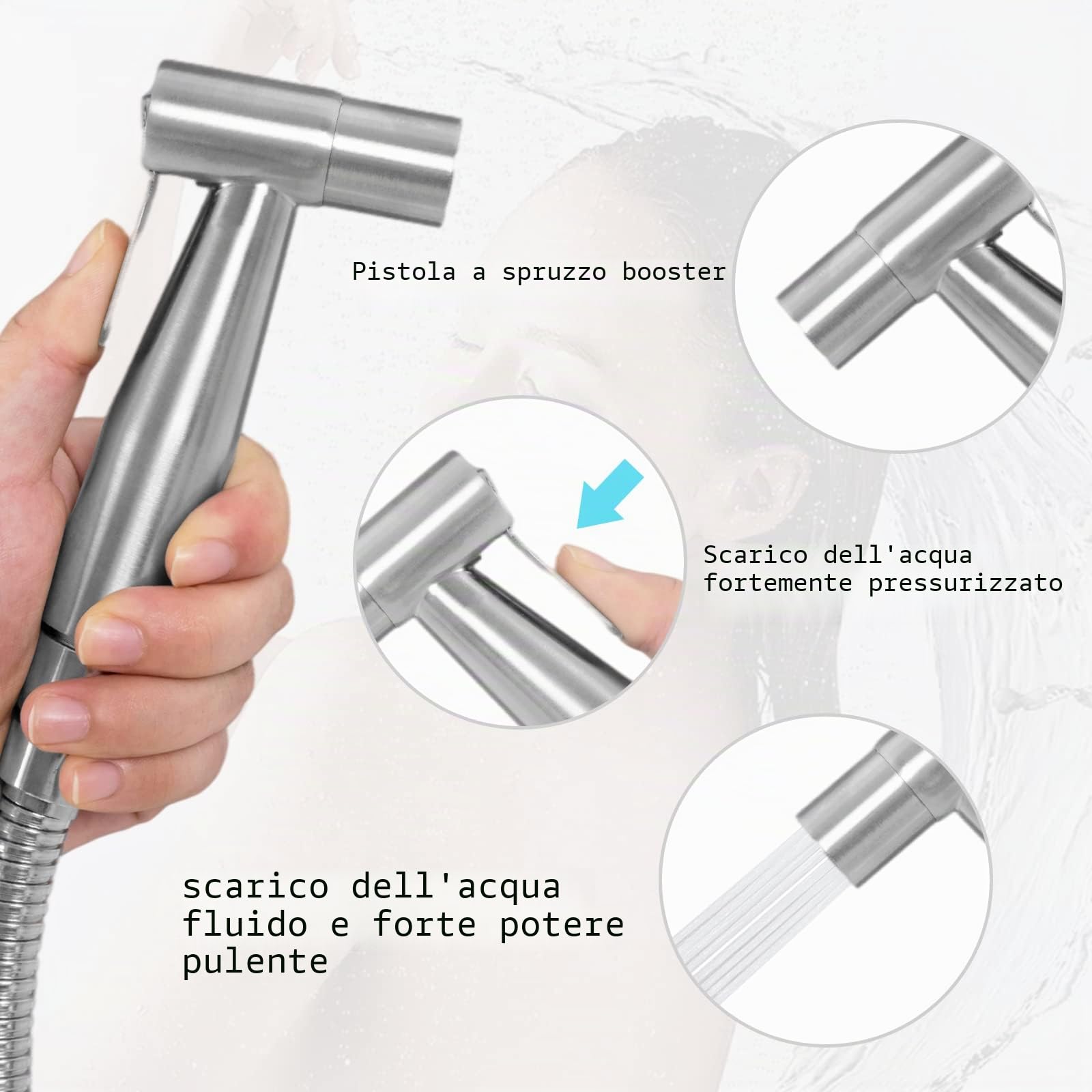 LOSCHEN Kit spruzzatore per bidet in acciaio inox per WC Shattaf accessorio bagno
