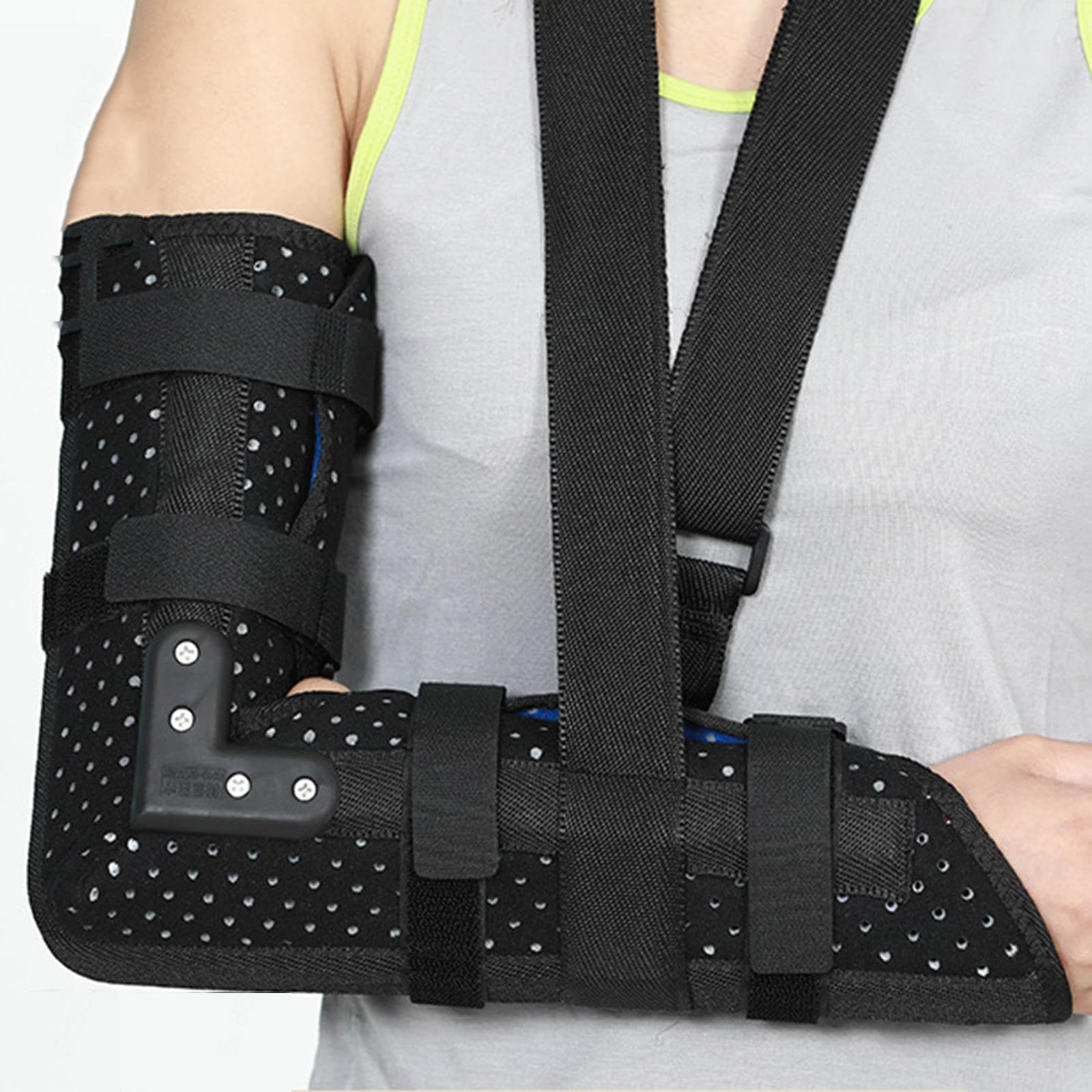 Soporte de Epicóndilo Humeral, Cinturón Fijo de Articulación de Codo de Hueso de Antebrazo Transpirable, Soporte de Codo Ajustable para Fractura de Brazo de Húmero,L