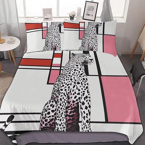 ZGDPBYF 3 Piece Quilt Set Black and White Spotted Cheetah Animal Black and White Red Pink Abstract Geometry Comforter Set Bed Cover for All Season ZGDPBYF 3 Piece Quilt Set Black and White Spotted Cheetah Animal Black and White Red Pink Abstract Geometry Comforter Set Bed Cover for All Season