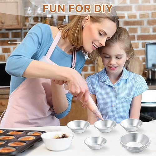 Miniatura 3 de Paquete de 25 moldes para tartas de huevo, moldes de postre para galletas, moldes pequeños de aluminio antiadherentes para tartas de hornear,