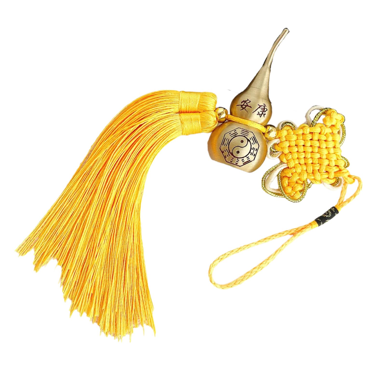 Xjdzineq Classical Copper Gourd Pendant Chinese Fortunes Knot Tassels Spiritual Amulets Charm Home Car Fengshuis Hanging Decors Auspiciously Car Ornament