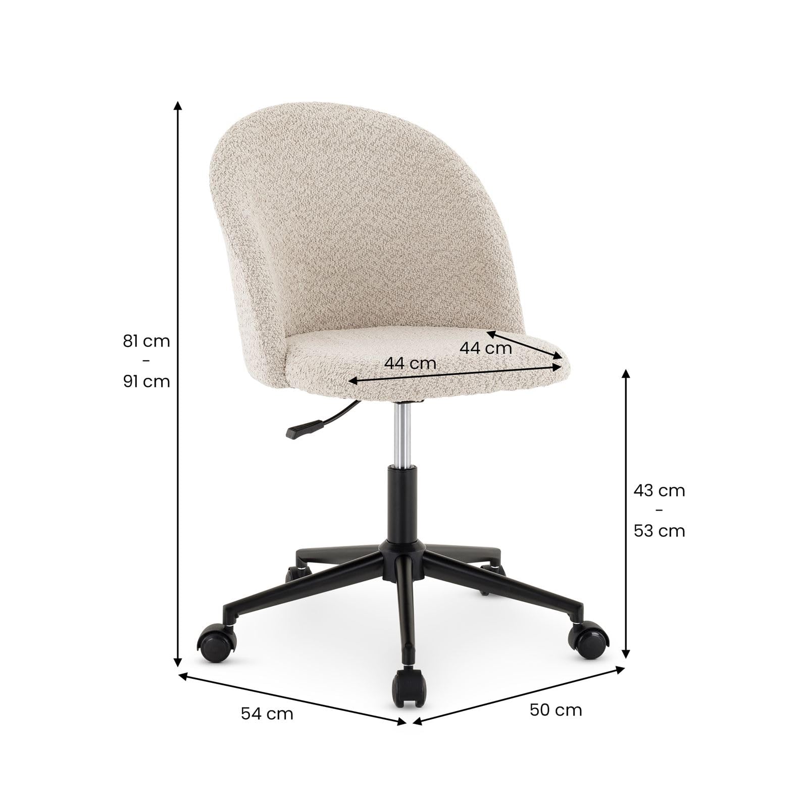 Loods 5 - Bureaustoel Nout-Mare bouclé beige - zwart onderstel