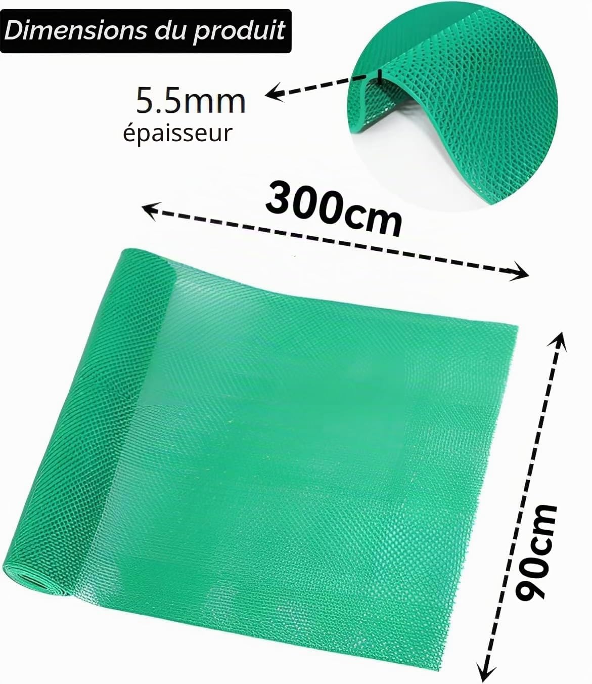 BWKJMY Tapis d'extérieur antidérapant en caoutchouc robuste pour salle de bain, piscine, hôtel, cuisine, restaurant - 300 x 90 cm