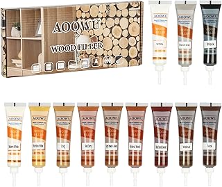 AOOWU Laminat Holz Parkett Reparaturset, 12 Farben Holzmöbel-Reparaturset, Laminat Parkett Reparatur Laminat Reparaturset Verfärbungen für Holzböden, Tisch, Treppen, Tür, Schrank UVM