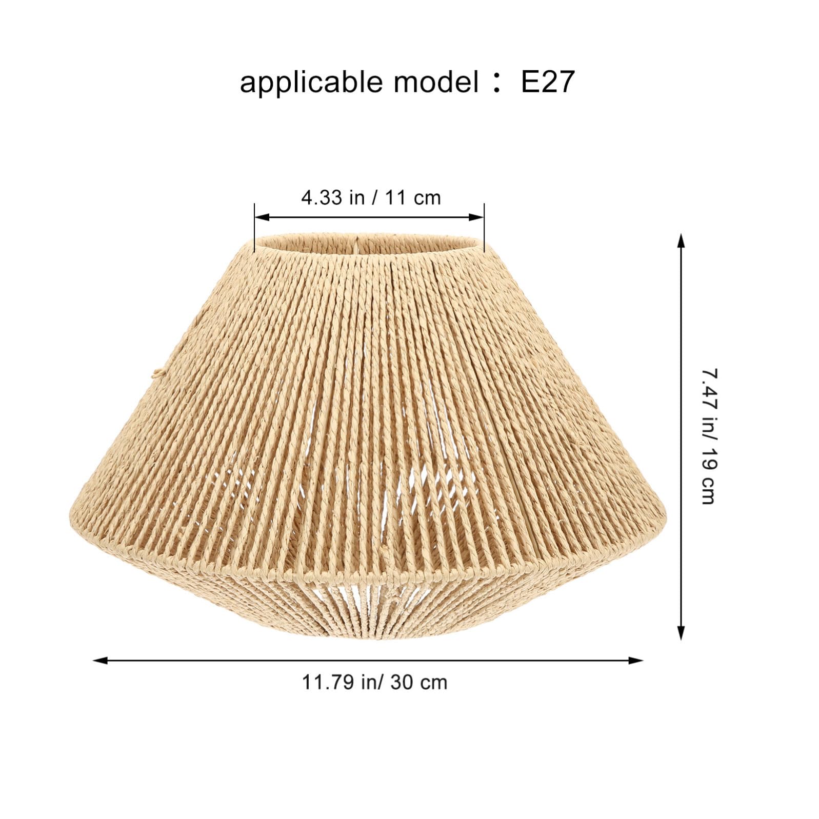 POPETPOP Paralume Illuminazione Decorativa Diffusa, Facile da Installare Retrò in Carta Intrecciata Stile Zen Rustico per Lampada E27 Adatto per Camera da Letto e Soggiorno