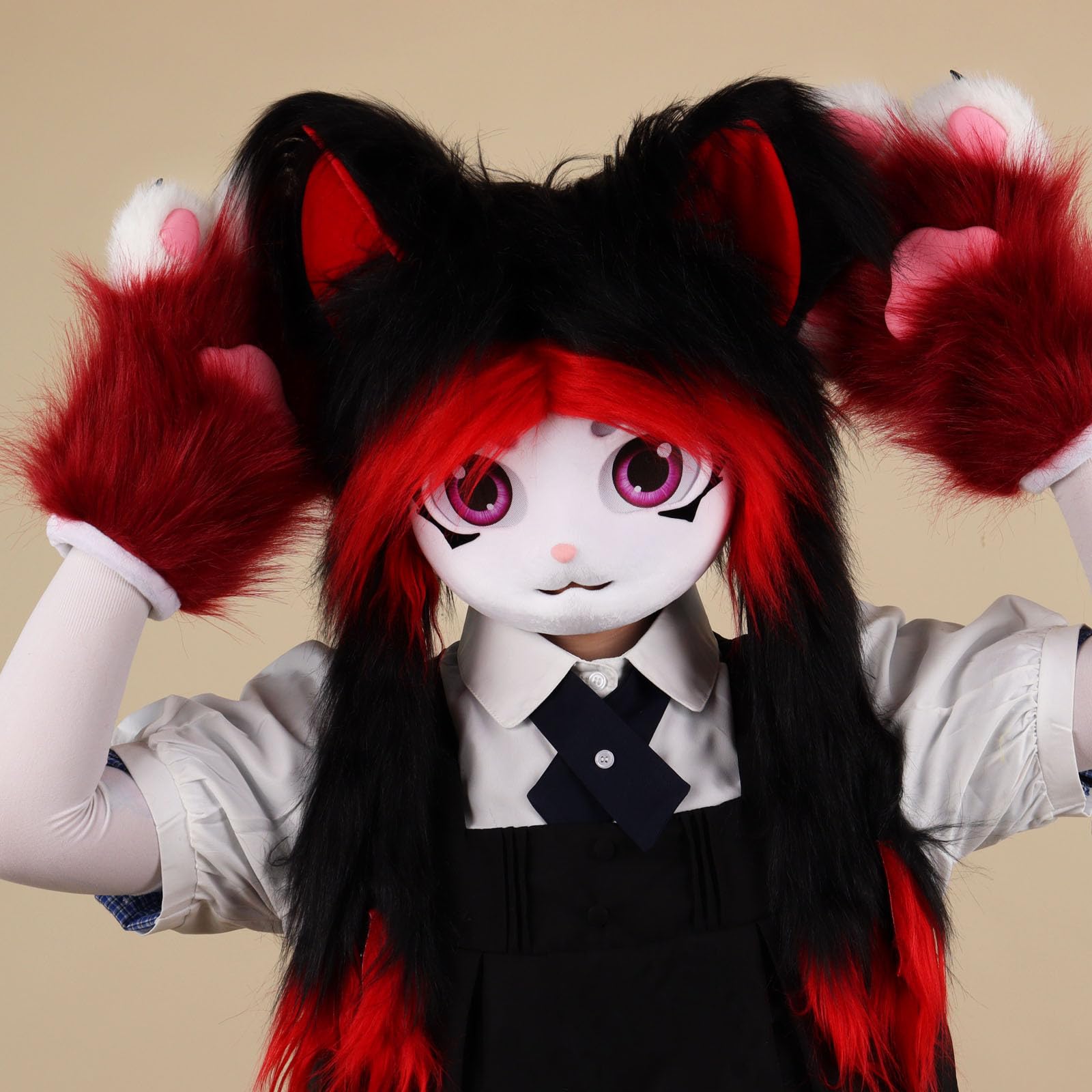Peluche maschera pelosa Festival Attrezzatura per cosplay Comodo copricapo per animali Perfetto per giochi ruolo eventi in costume Accessorio anime Halloween