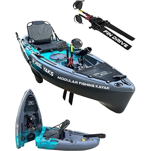 Reel Yaks Raptor Modular Fishing Kayak - 9.5ft Lightweight Sit On Top Kayak for Adults & Youth - Stable & Portable, Ideal Space-Saving Design for Travel - 380lbs Capacity