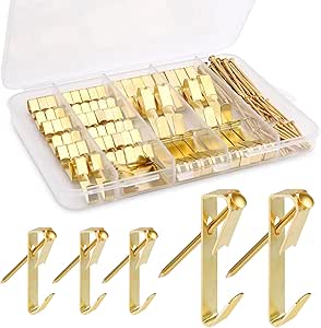 Picture Hangers, 100Pcs 30LB / 50Pcs 50LB Heavy Duty Picture Hooks Nails Professional Picture Hanging Kit Wooden Drywall Office Pictures Clock Home Deco