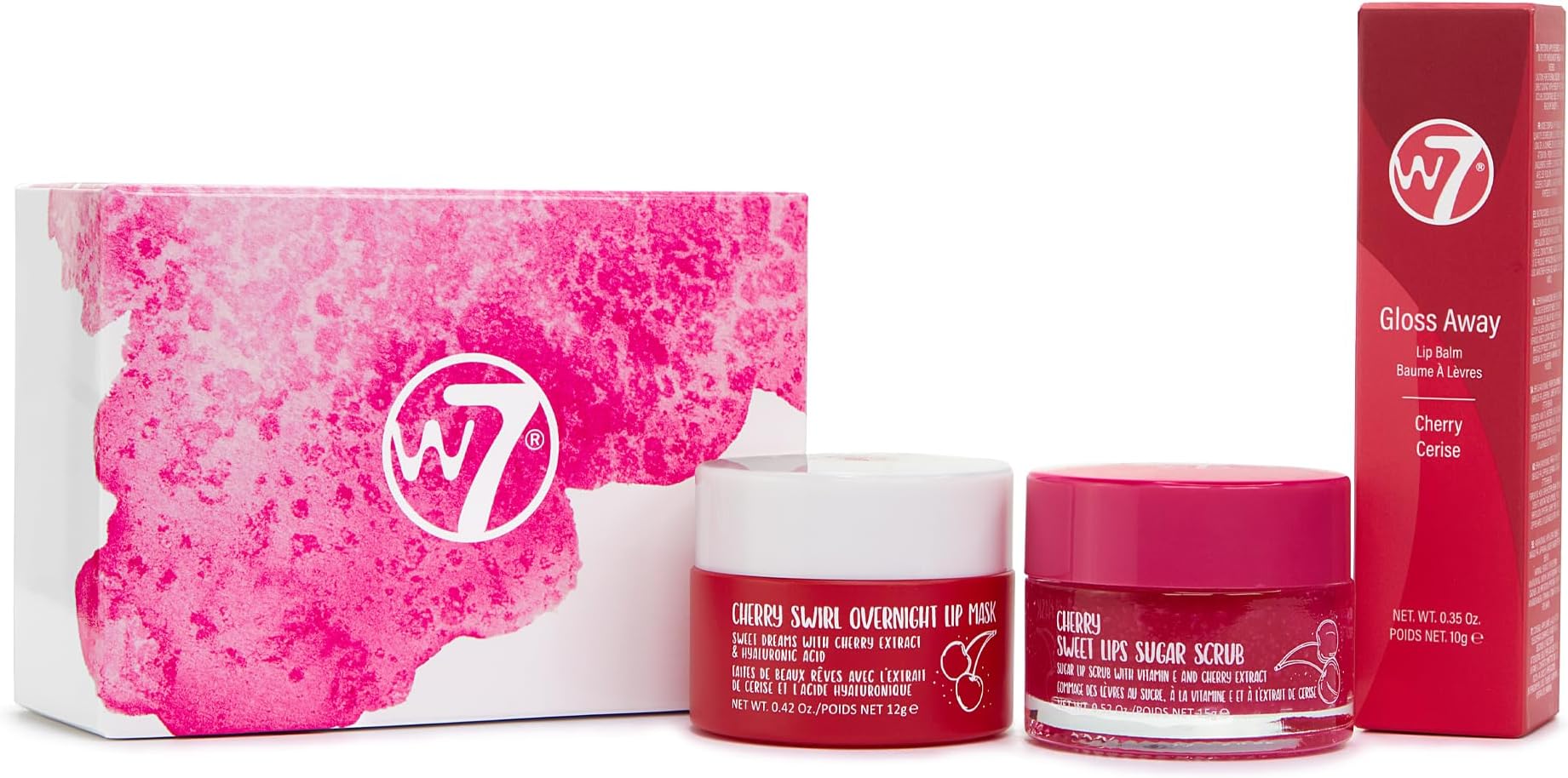 W7 Sweet Dreams Lip Care Trio - Overnight Mask, Balm and Scrub - Cherry