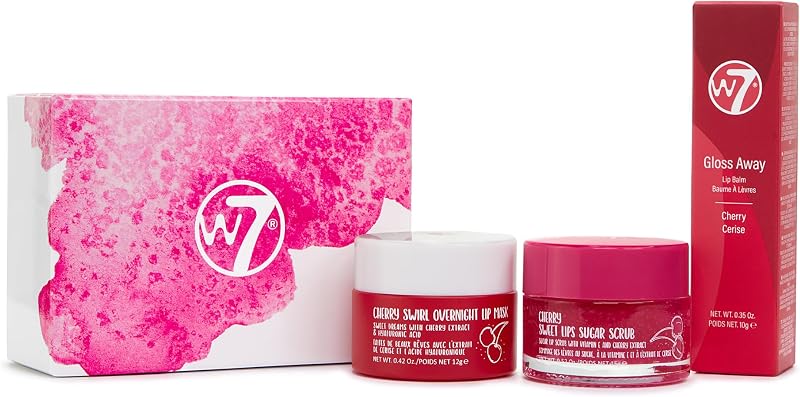 W7 Sweet Dreams Lip Care Trio - 3er-Set - Lippenmaske für die Nacht, Lippenbalsam & Lippenpeeling – Kirsche