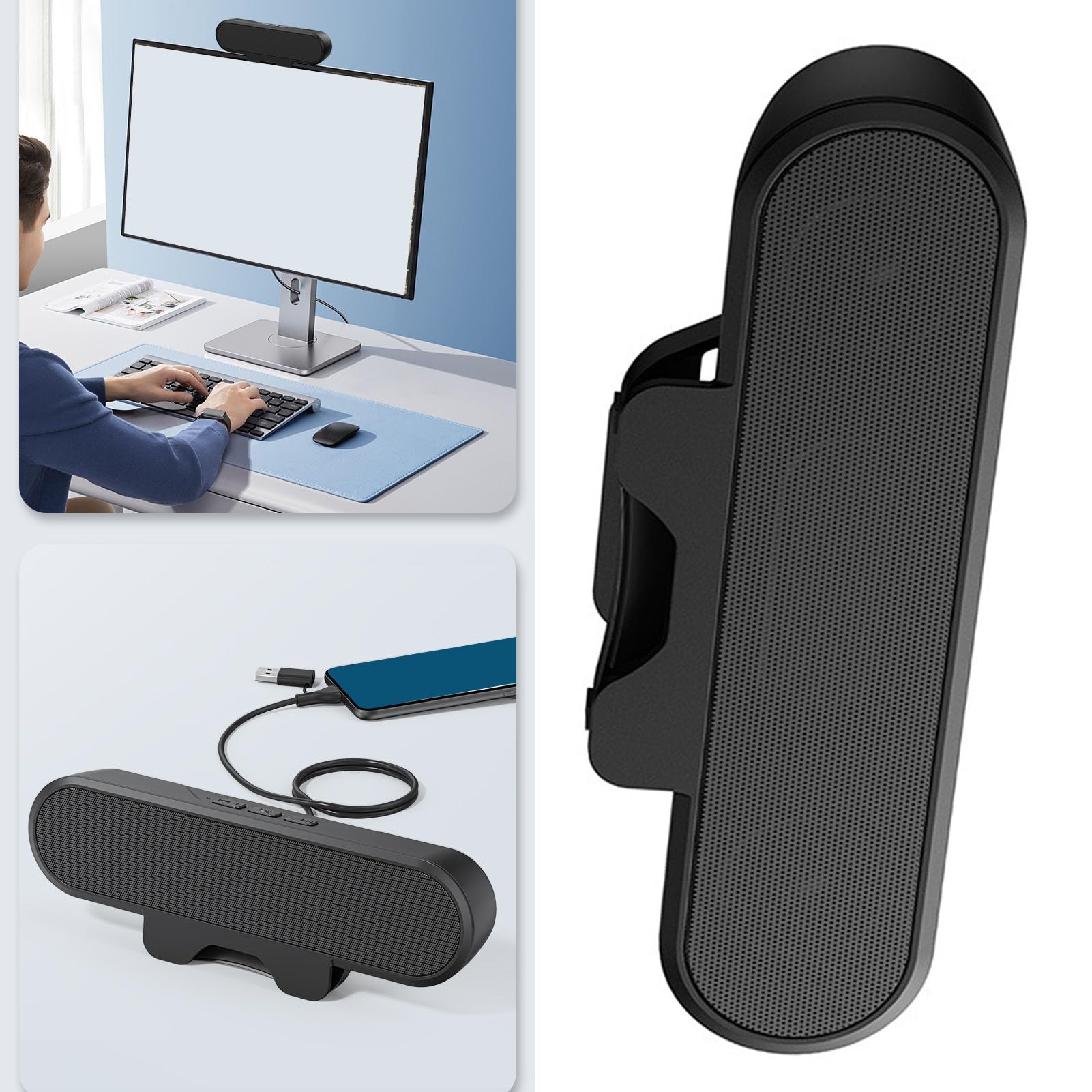 Altoparlanti per Computer per PC Desktop, Altoparlanti a Loud Sound Monitor Controllo del Volume Facilmente per i Monitor, con Adattatore da USB a USB