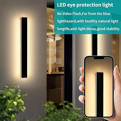 Miniatura 7 de Mikeru Lámparas de pared para exteriores de 31.4 pulgadas, apliques de pared exterior de 3000 K, lámpara de pared exterior invisible de acrílico