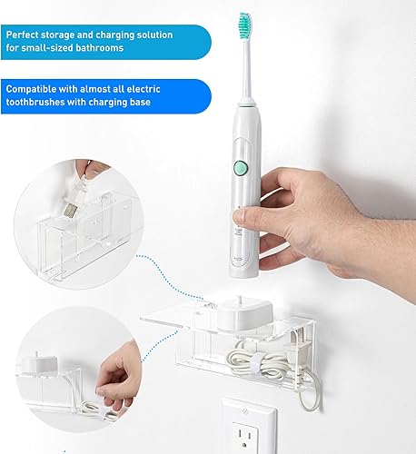 Vista 15 de OAPRIRE Soporte para cepillo de dientes eléctrico para baño, soporte acrílico para cepillos de dientes eléctrico montado en la pared, viene