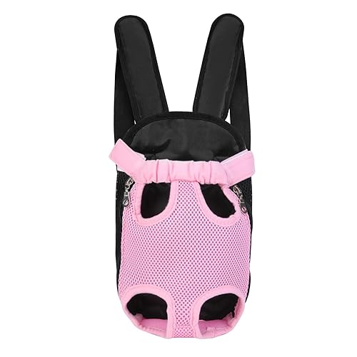 Inspack Dog Cat Backpack Carrier, Dog Carrier Adjustable for Small Medium Dogs, Pet Dog Front Chest Carriers Backpacks, Puppy Carrier Sling Backpack, Holder Papoose for Cat Body, L, Pink, 1PK