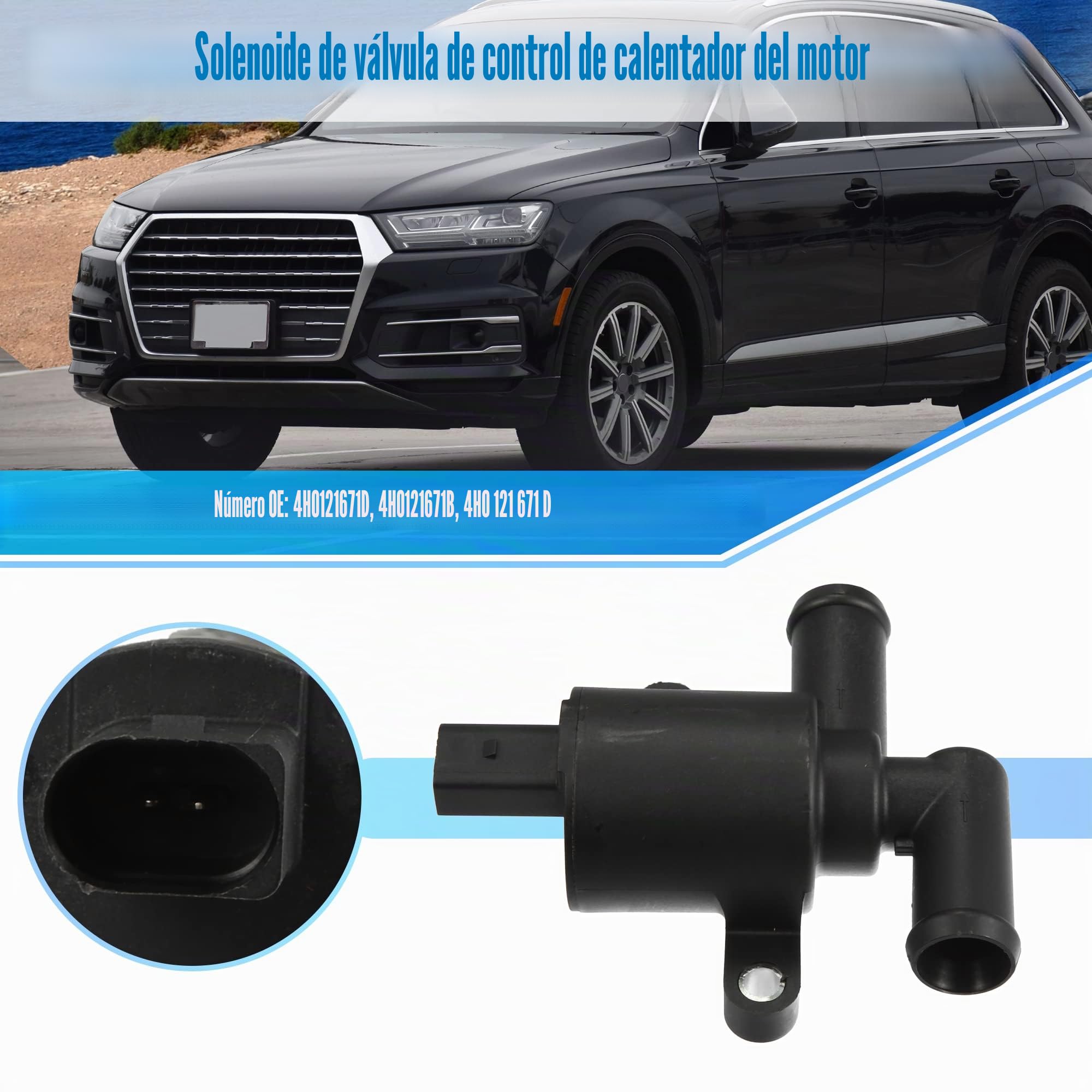 X AUTOHAUX Válvula Solenoide Control Calefacción Para Audi Q7 11-16 1pc | Plástico, Metal, Negro, 11.3X9X4.5Cm, OE: 4H0121671D, Para Audi A6 2005-2016, Para Audi A8 Quattro 2010-2016
