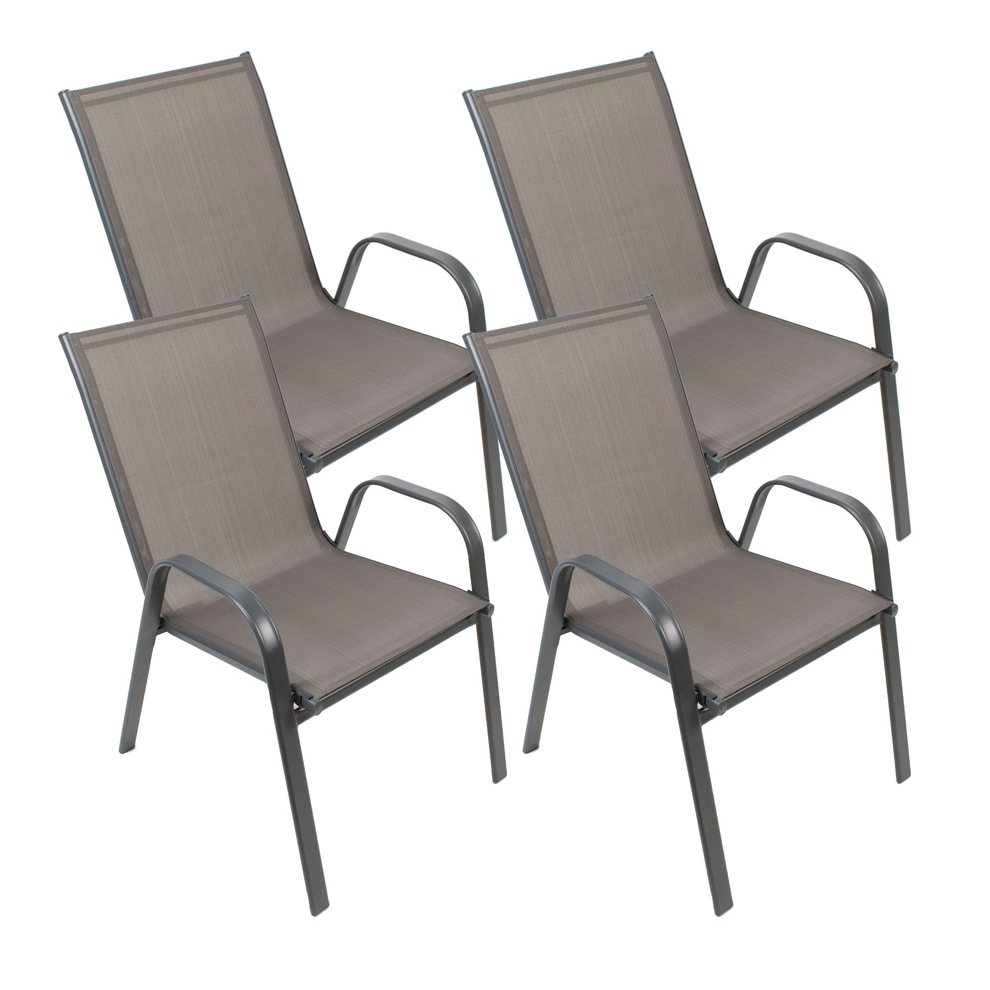 THE SECRET HOME - Set of 4 Garden Chairs - Metal and Polyethylene/Fabric Seat for Outdoor - Ideal for Garden, Balcony or Terrace - Various Models (4, Model 5 - Grey/Dark Grey)