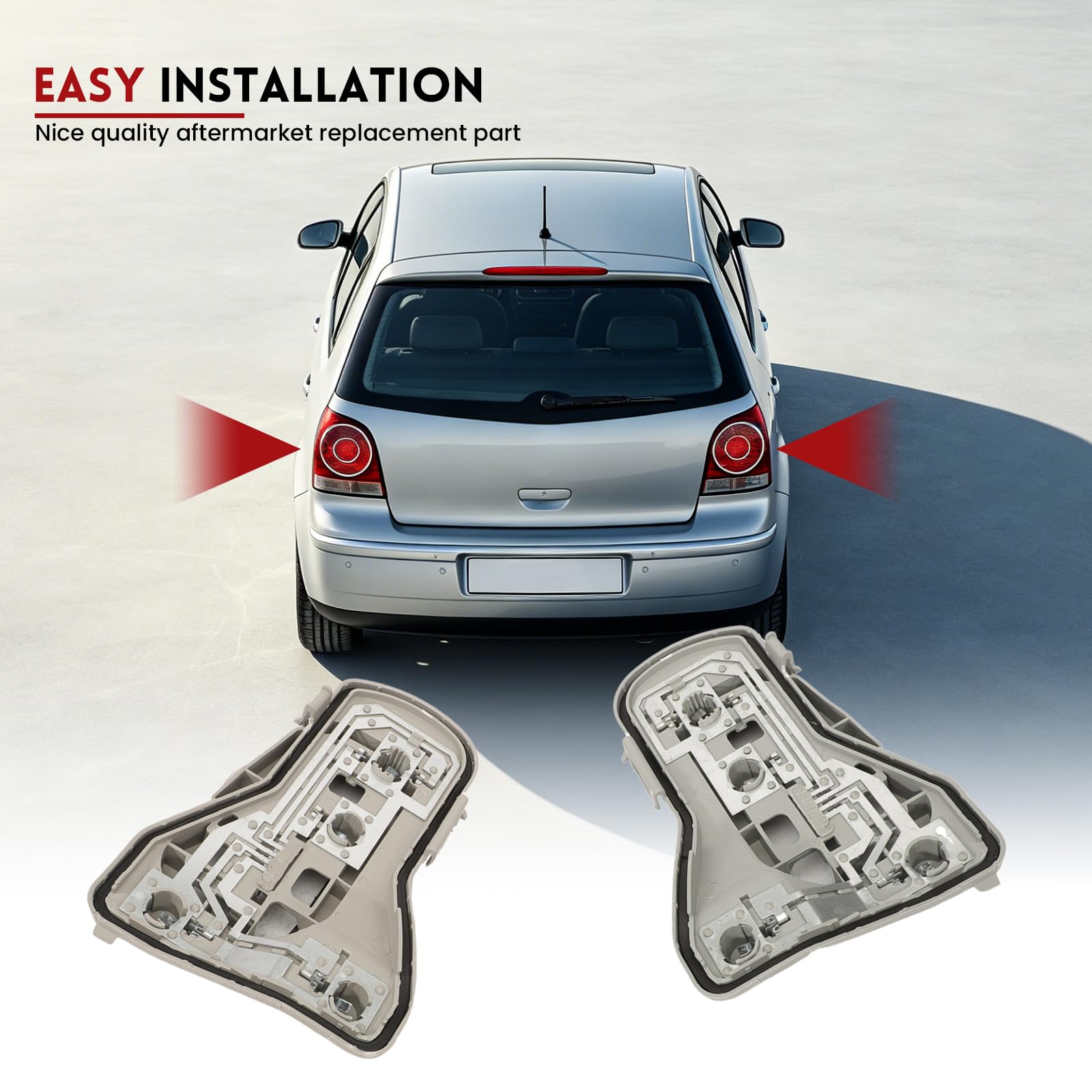 1Paio Portalampada Faro Posteriore per VW Polo 4 9N(9N3) 2005-2010 6Q6945257F 6Q6945258F Portalampade Supporto Lampada Fanale Posteriore (Sinistro + Destro)