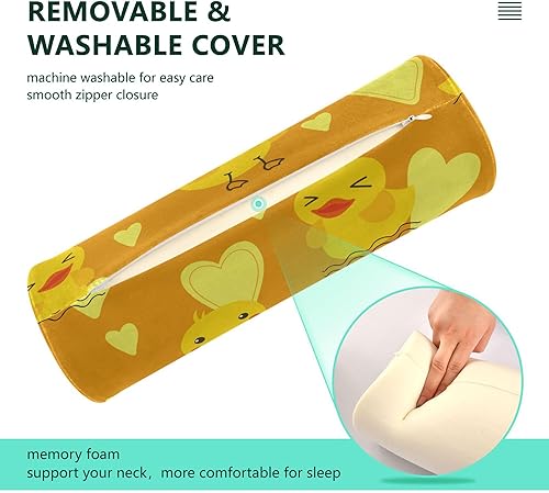 Miniatura 3 de Little Yellow Duck Decorative Bolster Pillow Neck Roll Pillow Case Cover Round Pillow Covers Decorative for Lumbar Roll Support Pillow Cylinder