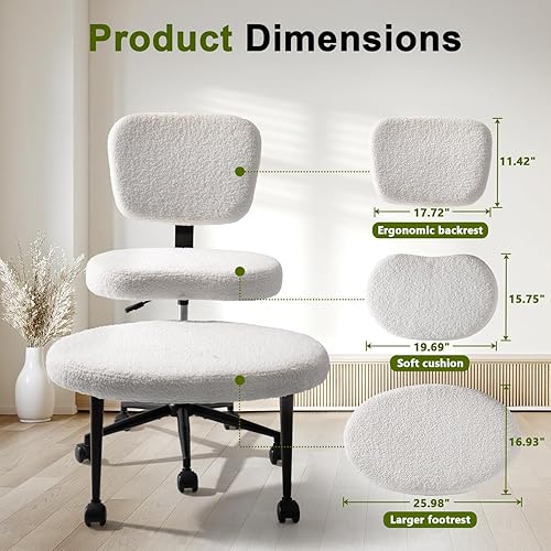 Miniatura 3 de Waleaf Silla ergonómica de oficina con patas cruzadas con ruedas, silla de TDAH para adultos, silla de meditación, silla de oficina de yoga, sillas