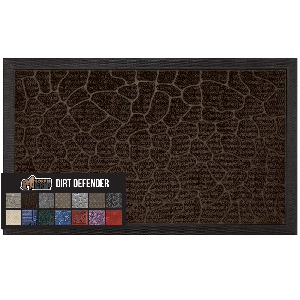 The Original Gorilla Grip Dirt Defender All-Weather Doormat, 47x35, Durable Natural Rubber, Stain an