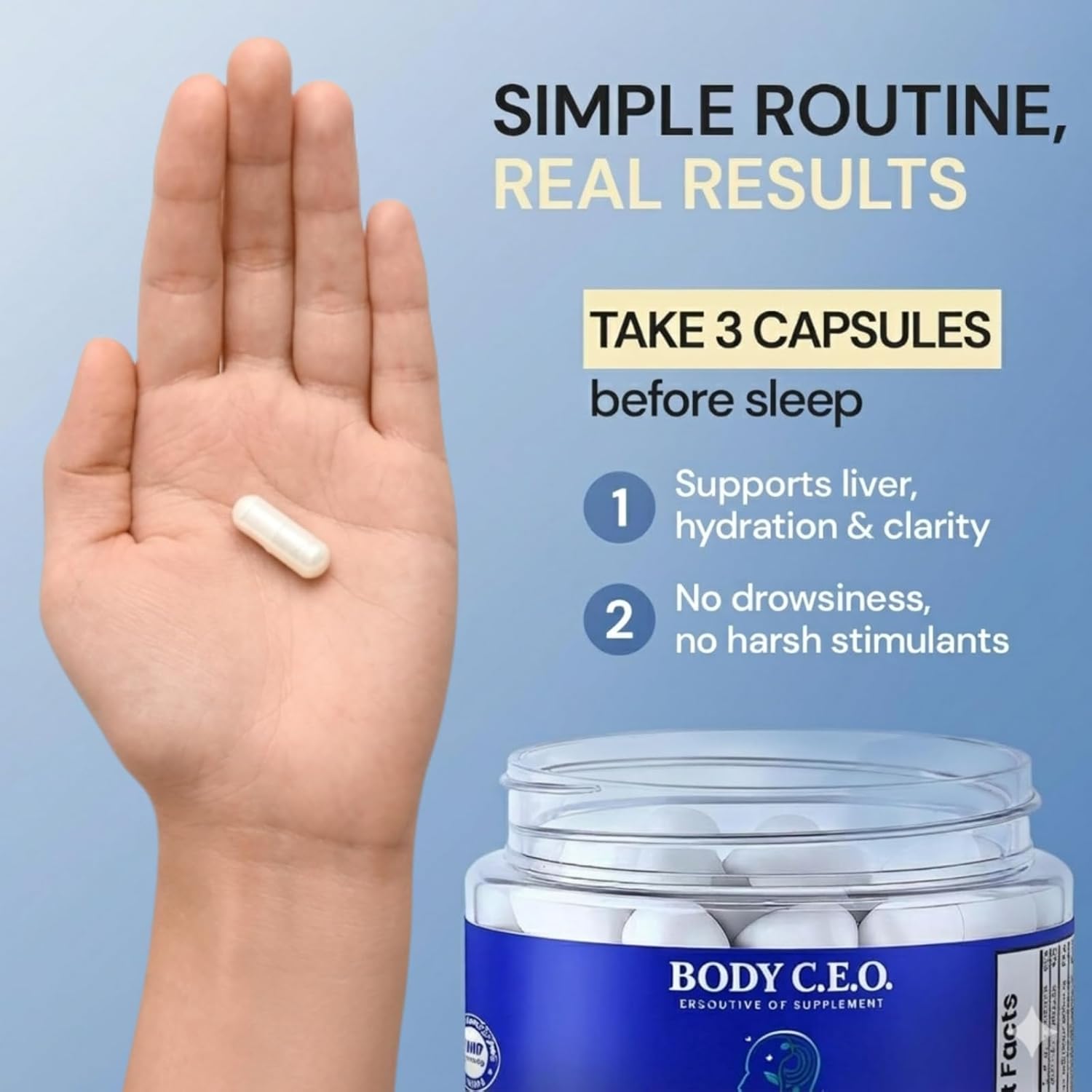 Body C.E.O. After Drinking Aid - Electrolyte Balance & Recovery - DHM (Dihydromyricetin), L-Cysteine, Prickly Pear, Milk Thistle, Zinger, Vitamin-B for Recovery - Filler-Free Formula - 60 Capsules