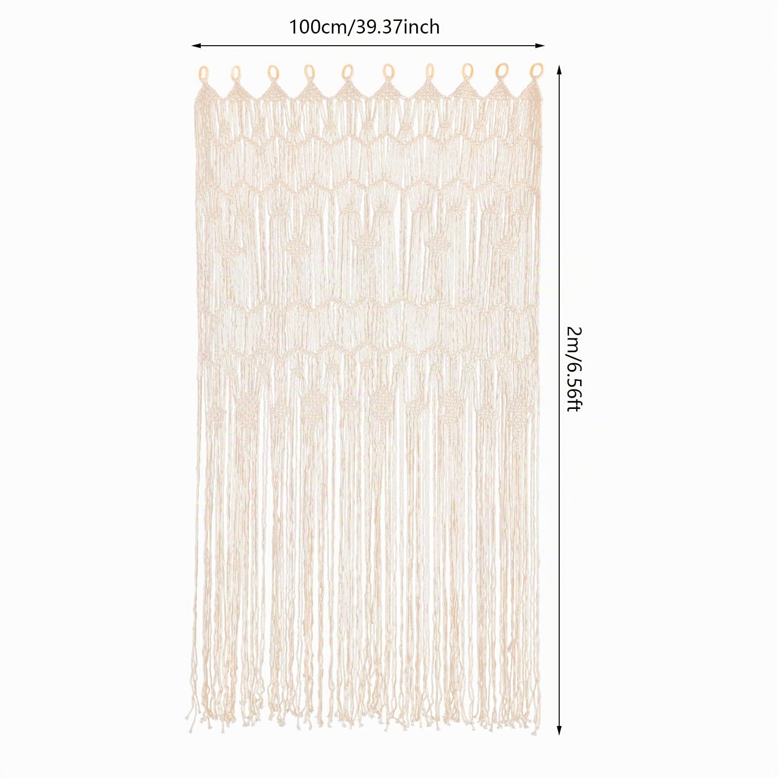 Lot de 2 rideaux en macramé - Style bohème - Fait à la main - Pour mariage, fenêtre et séparateur de pièce - Décoration murale pour la maison et le bureau - 100 x 200 cm