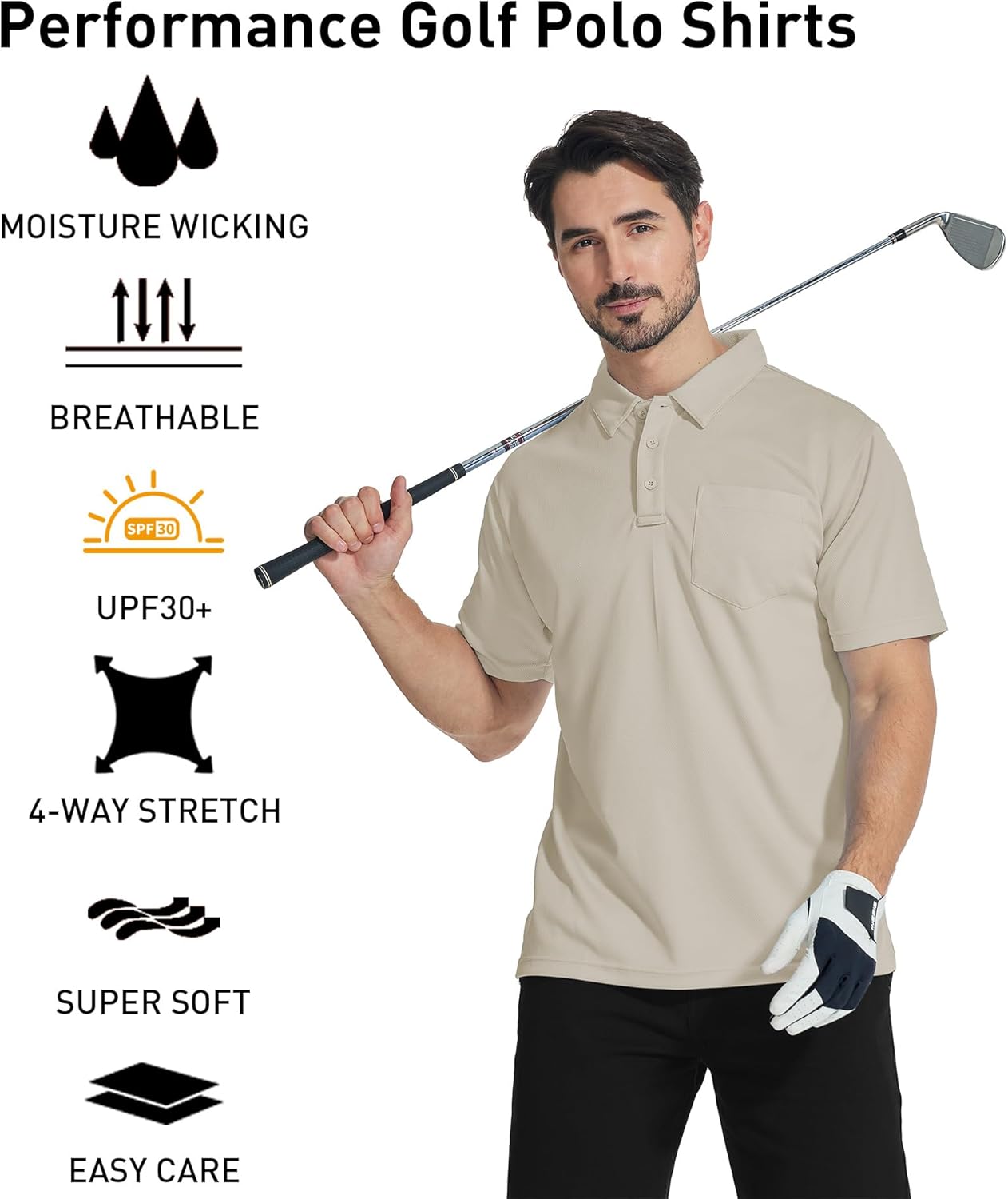 Mens Polo Shirts Short Sleeve Summer Moisture Wicking Performance Athletic Golf Shirts for Men with Pocket - Image 3