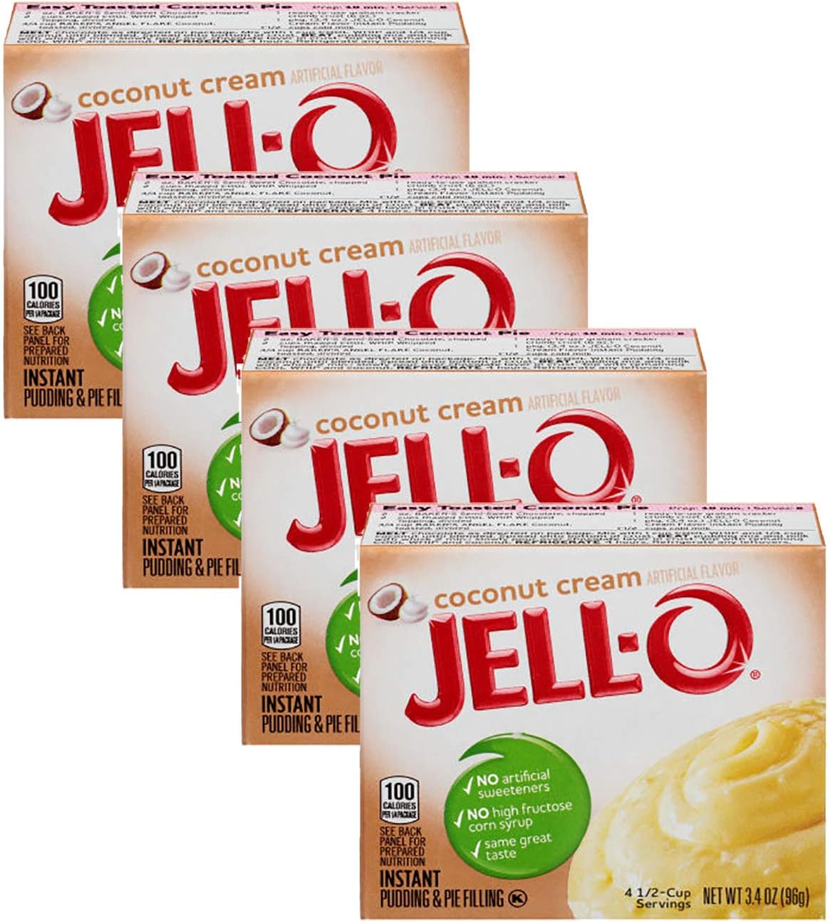 Instant Pudding & Pie Filling, Coconut Cream, 3.4 Ounce (Pack of 4)