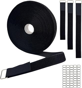 1 x 32ft Heavy Duty Hook and Loop Cinch Straps, 50 Metal Buckles