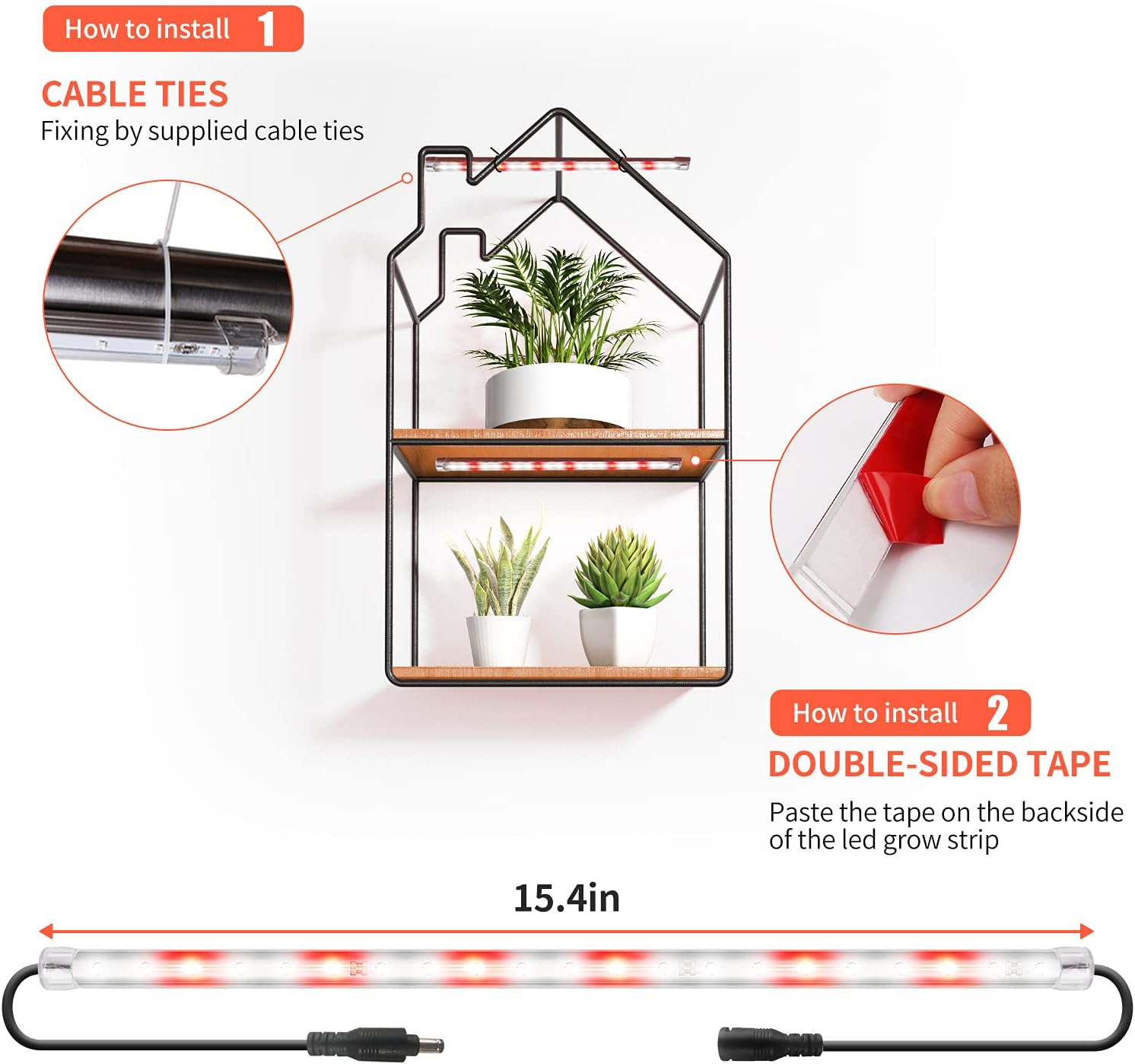 T5 LED Grow Light Strips, Roleadro Full Spectrum Plant Growing Lamp with White Red LEDs for Indoor Plants, 4Level Dimmable, Auto On Off Timing 3 6 12Hrs : Everything Else