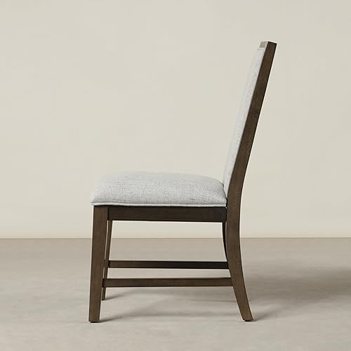 Miniatura 5 de Roundhill Furniture Aberll - Juego de 2 sillas de comedor tapizadas de madera maciza, color gris