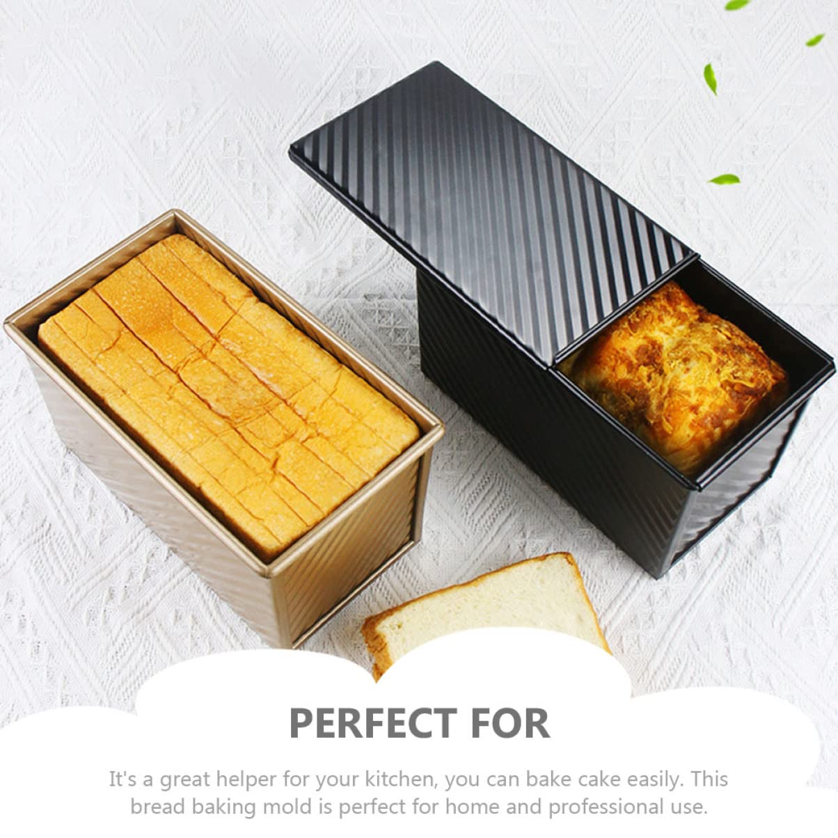 GRIRIW Carbon Steel Non Stick Toast Loaf Pan with Lid Bread Baking Mold for Sandwiches Smooth Edges Easy to Bakeware for Home and Professional Use
