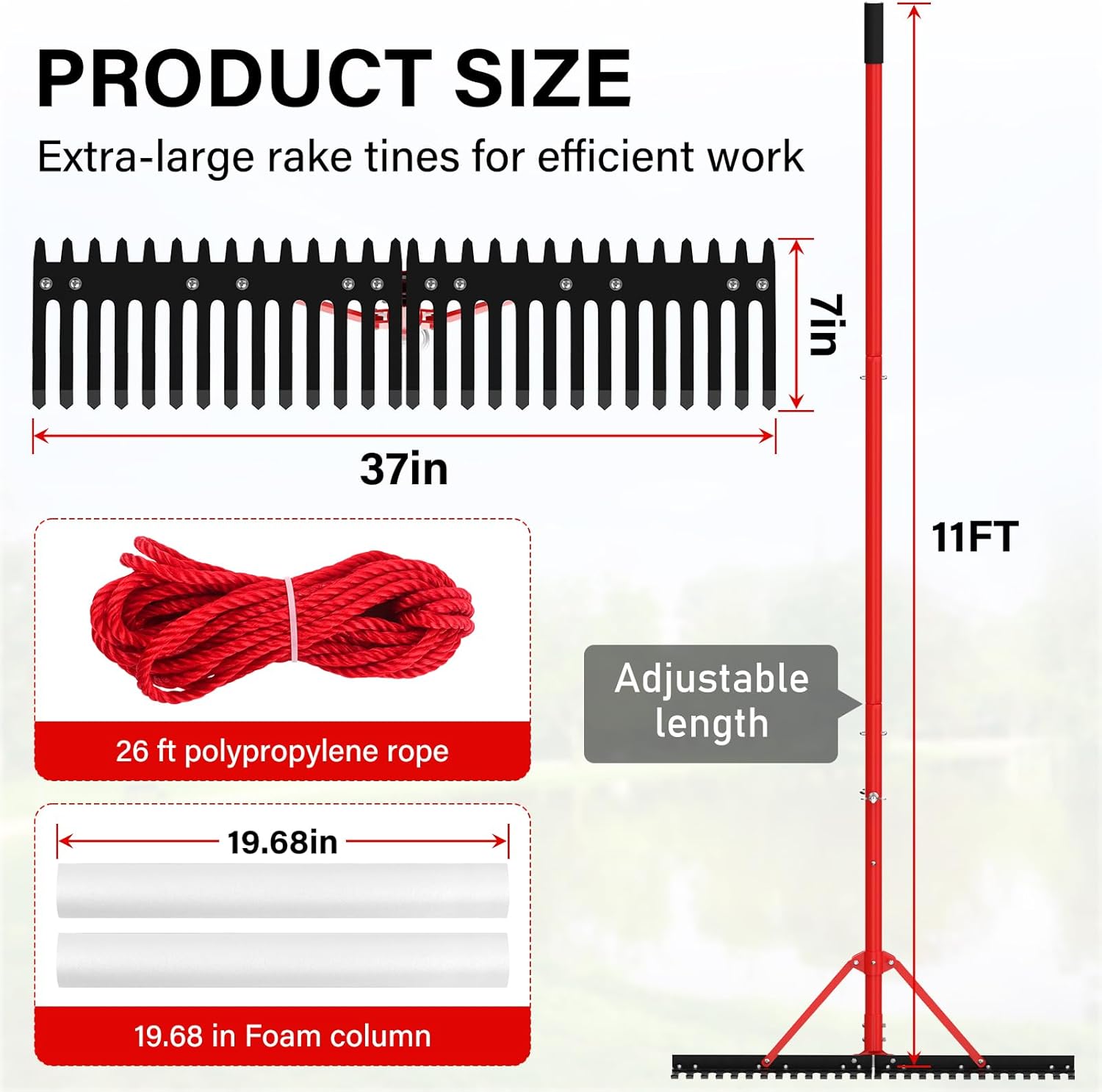 Adjustable Aquatic Weed Rake 【2026 Upgrade Patents Pending】,Heavy Duty Aluminum Pond Rake,Double Sided Floating Lake Rakes for Removal of Weeds, Leaves & Floating Scum