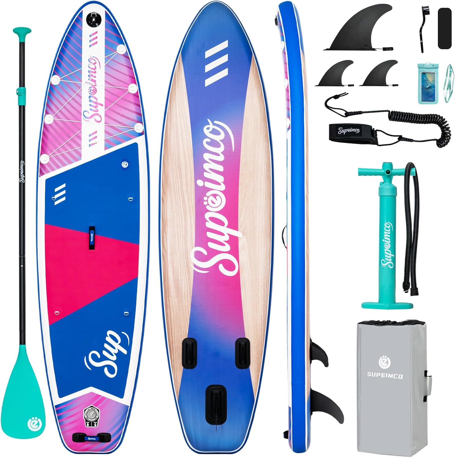 Inflatable Stand Up Paddle Board - Upgraded Glue-Free Hot Melt Technology, Long Service Life, 10'6", Anti-Slip EVA Deck, Full SUP Accessories, Included for Adults Youth All Skill Levels
