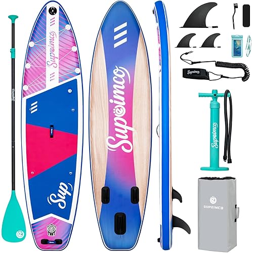 Inflatable Stand Up Paddle Board - Upgraded Glue-Free Hot Melt Technology, Long Service Life, 10'6", Anti-Slip EVA Deck, Full SUP Accessories, Included for Adults Youth All Skill Levels