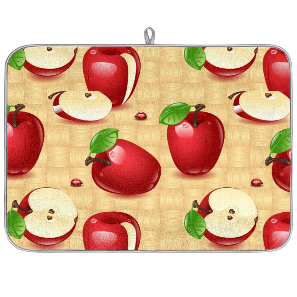 Red Apples Dish Drying Mat, Cute Drying Mat Absorbent Reversible Washable Dish Drainer Mats Heat Resistant Dish Drying Pad for Kitchen Counter, 18x24inch