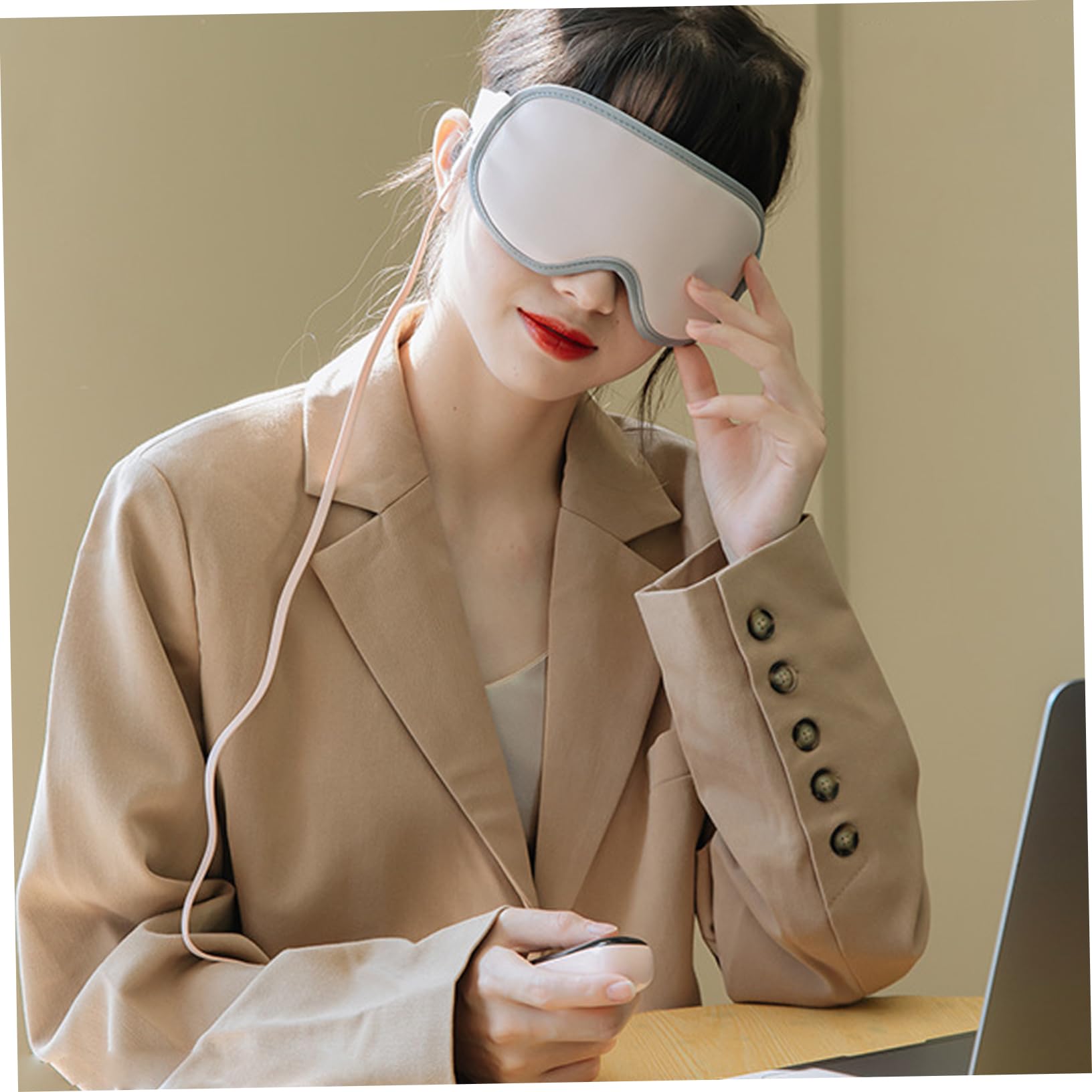 BESTYASH 1 Pz Maschera per Occhi Riscaldante con Massaggio Copertura per Occhi Microfibra per Rilassamento e Notturno Rosa Design Portatile e Riscaldamento per Alleviare Fatica Oculare