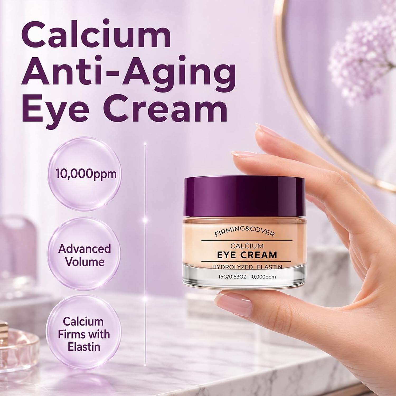 2pcs Calcium Eye Cream, Firming & Moisturizing Eye Cream for Eye Area, Puffiness, and Fine Lines