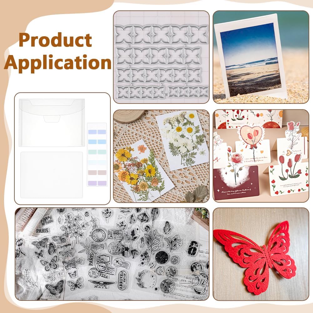 PH PandaHall 20pcs Clear Stamps Storage Bags with Panels, 7x5 inch Die Storage Bag Clear Scrapbooking Storage Envelopes Cutting Die Stencil Organizer Holder Stamp Storage Pocket for DIY Scrapbooking