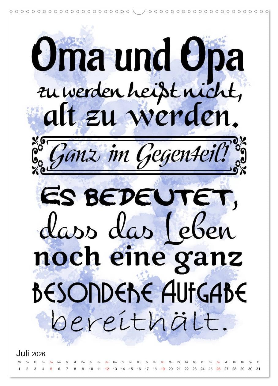 Oma und Opa, die Helden unserer Kindheit (hochwertiger Premium Wandkalender 2026 DIN A2 hoch), Kunstdruck in Hochglanz: Humorvolle Sprüche rund um die Großeltern (CALVENDO Kunst)
