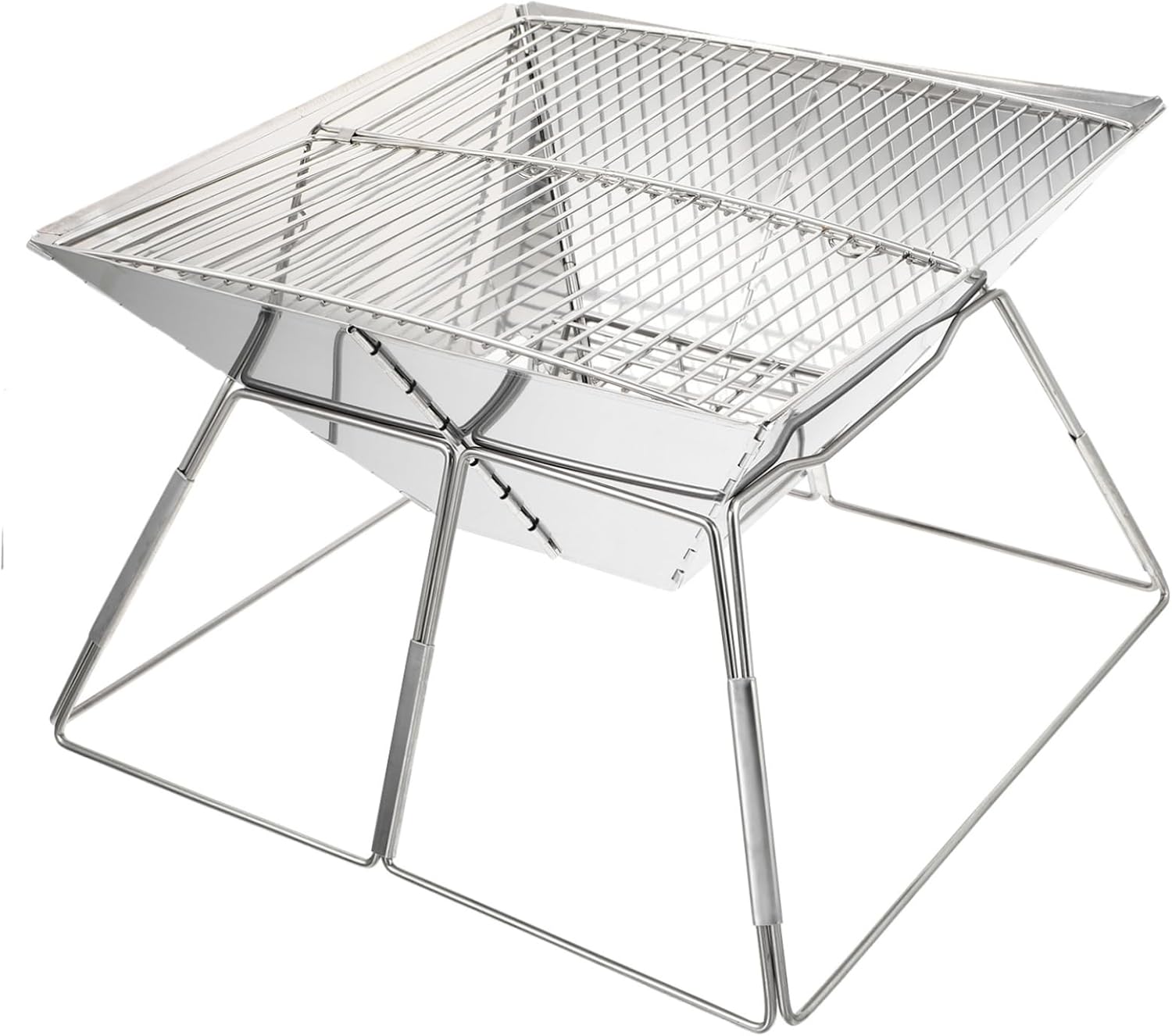 Yardwe Portable Grill Rack Barbecue Stove Stainless Steel Camping Grill for Outdoor Use