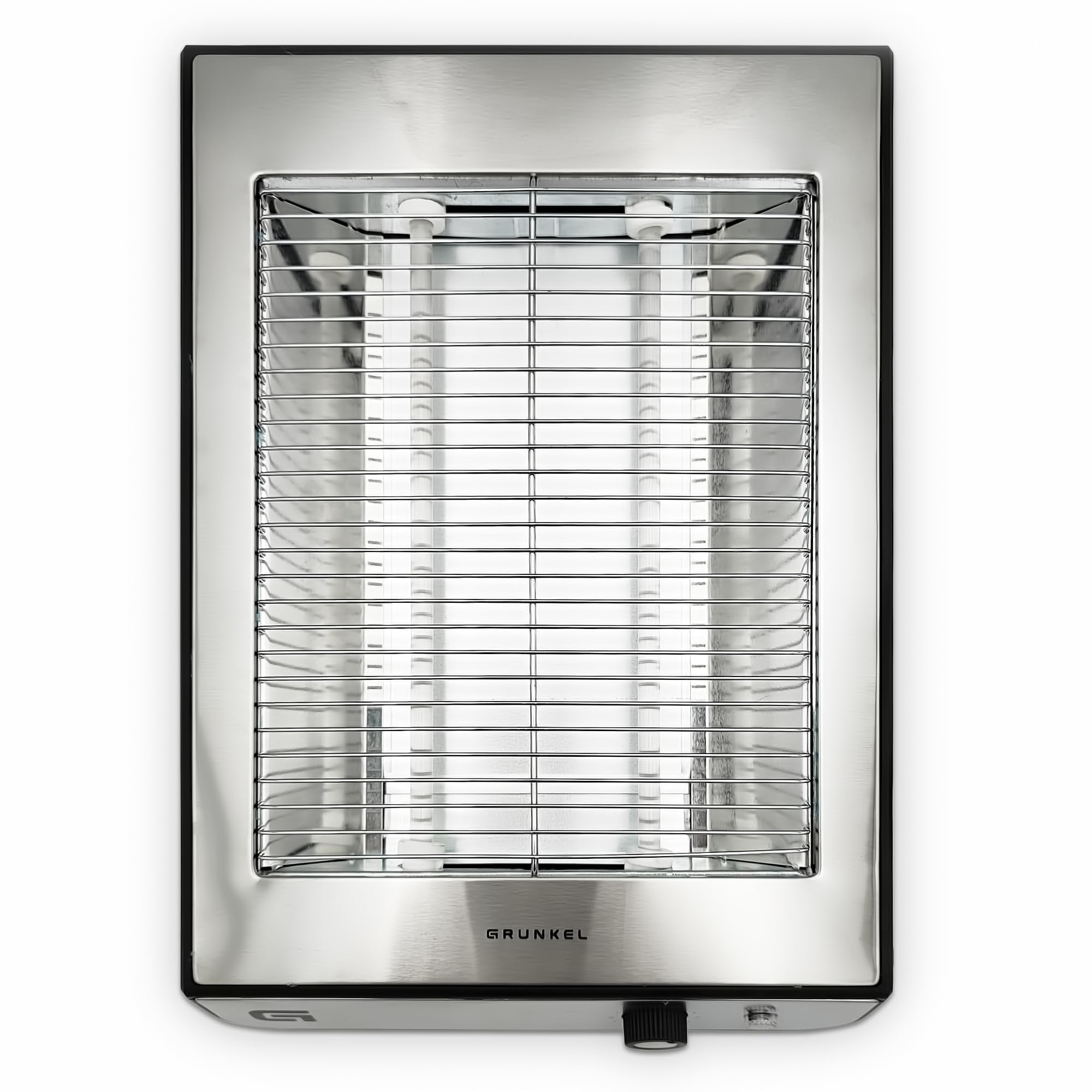 Grunkel - Tostapane per pane piatto per 4 fette da 600w TSP-INOX con 6 livelli di timer e segnale acustico di completamento. Include vassoio raccogli briciole rimovibile (Inox)