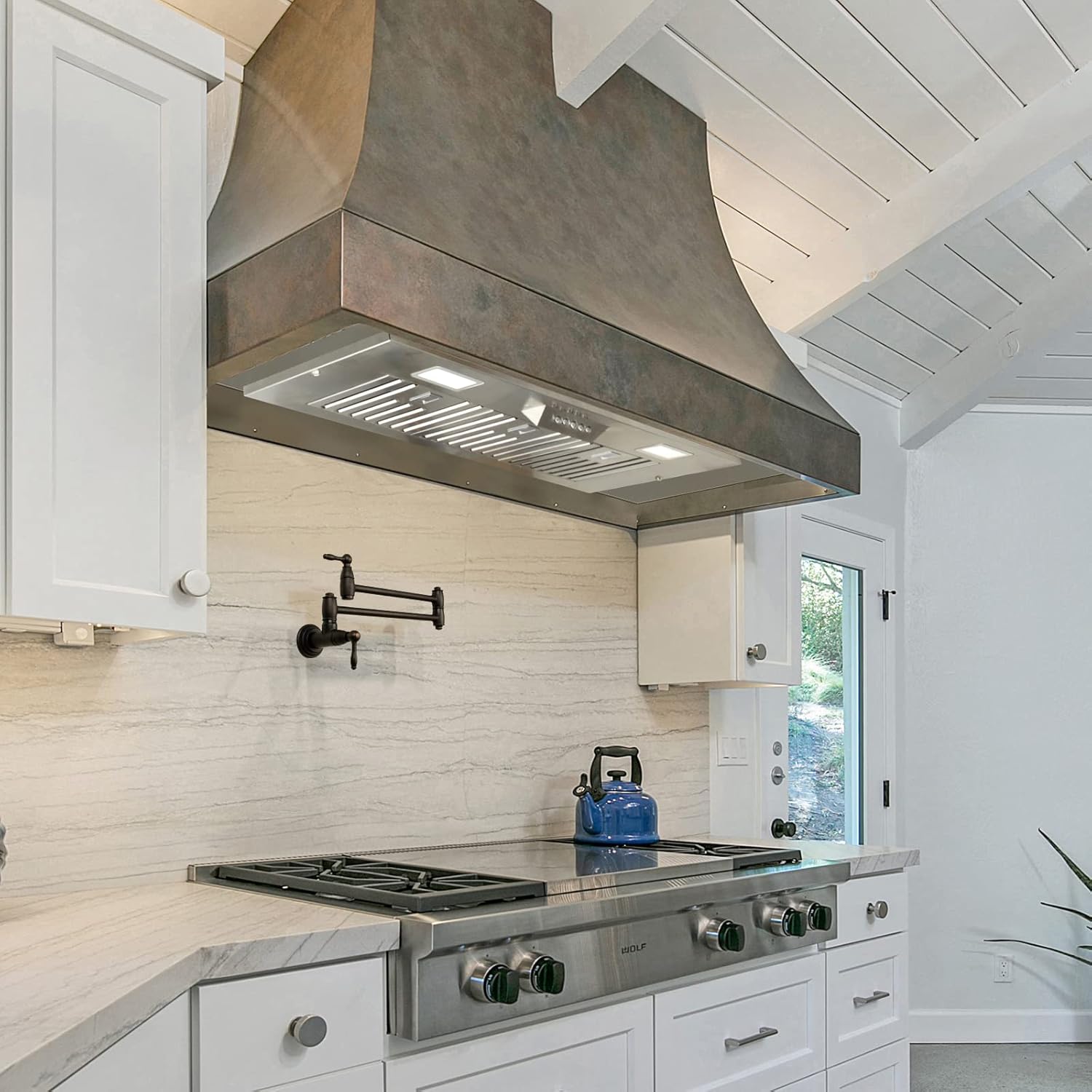 Akicon Range Hood Insert 30 Inch, 600 CFM Built-in Kitchen Hood with 3 Speeds, Ultra-Quiet Stainless Steel Ducted Vent Hood Insert with LED Lights and Dishwasher Safe Filters, Hood Vent 36 In