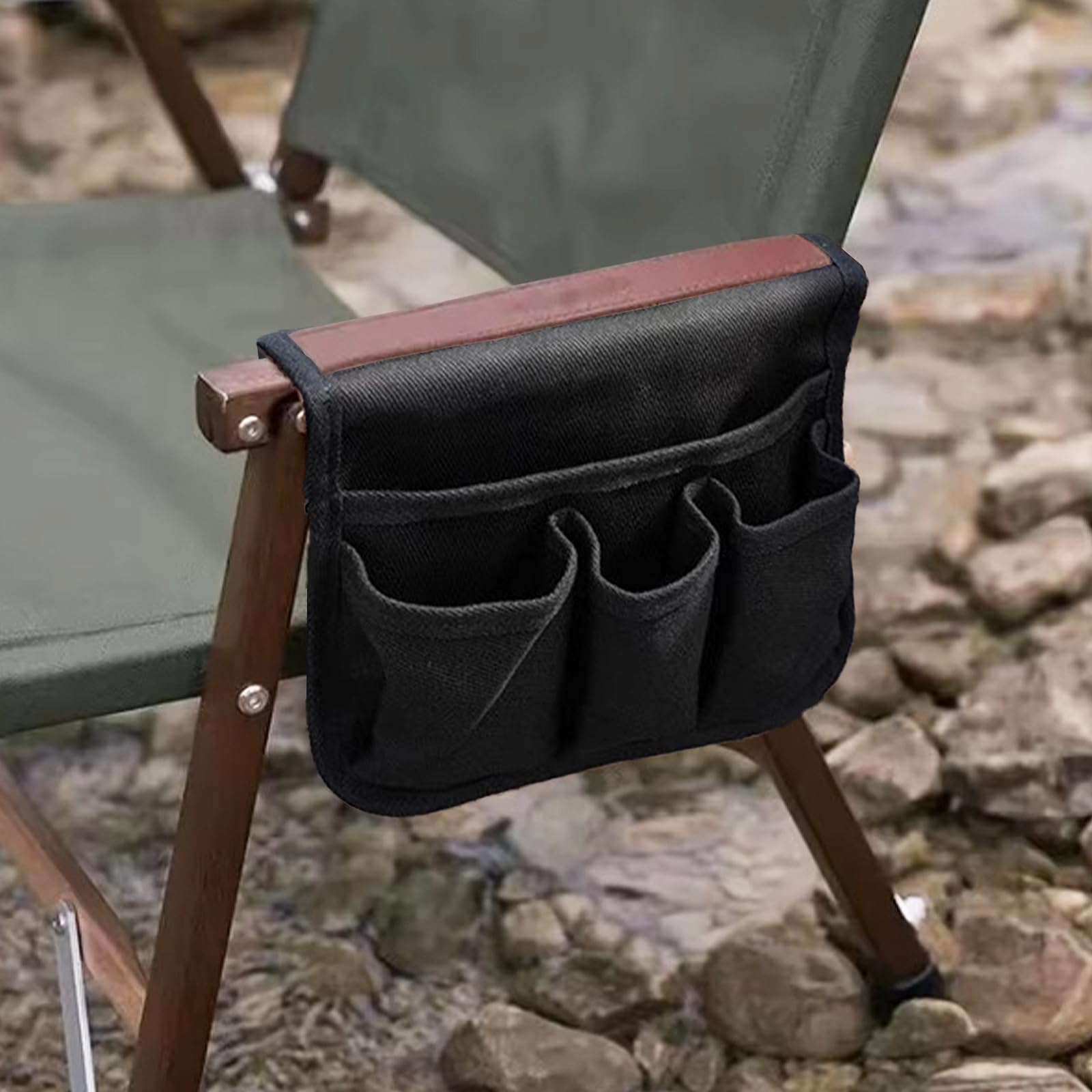 Organizador para reposabrazos de silla con 4 bolsillos para optimizar el espacio en la playa