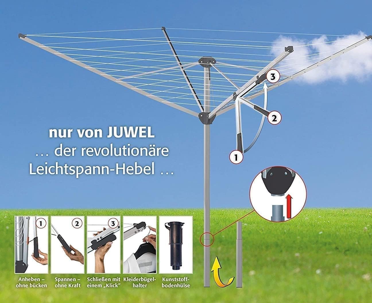 Juwel Wäschespinne Novastar 500 Compact (für ca. 4-5 Waschmaschinenfüllungen – Bild 5