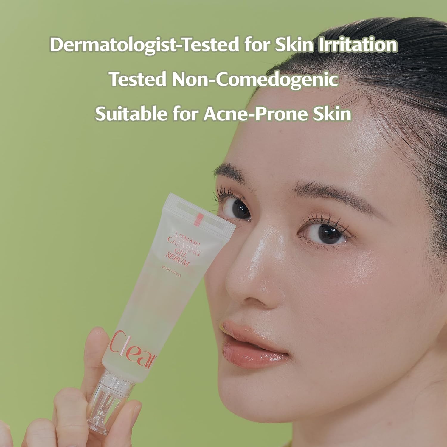 Minari Calming Gel Serum for face – K-Beauty Hydrating & Soothing Face Serum with Korean Water Parsley, Green Tea, Mugwort & Lemon Balm Extracts, 30ml/1.01oz