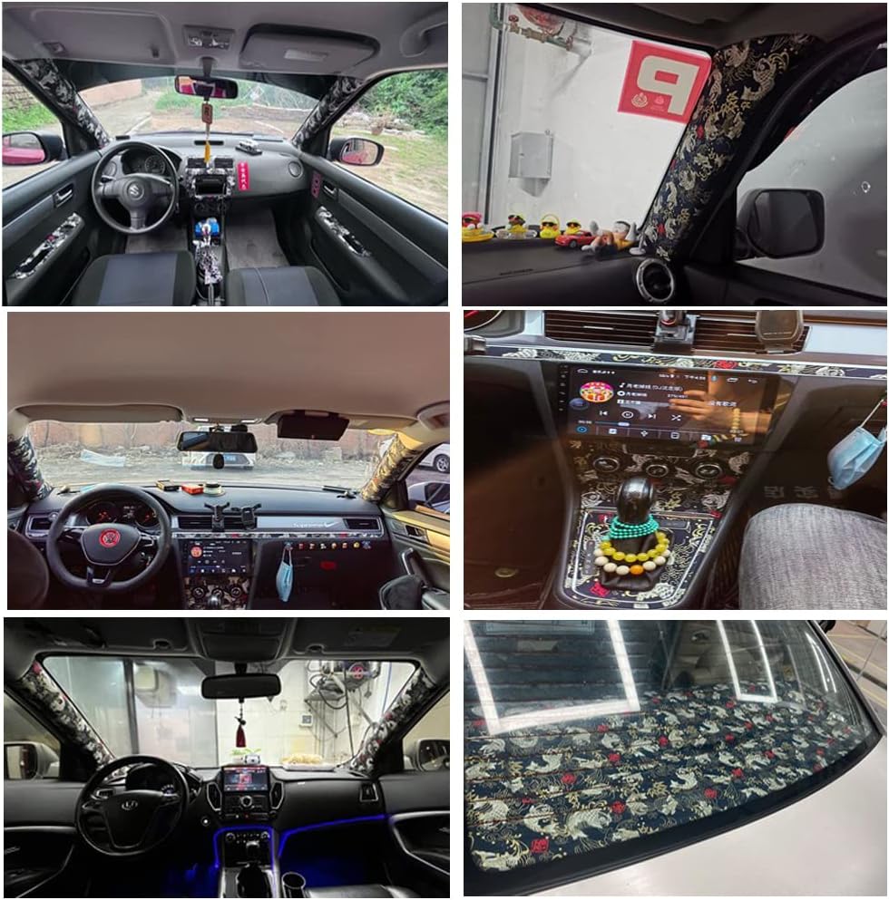 Zicobox Car Interior Car Sticker JDM Japanese Style Cotton Bronzing Automotive Interior Sticker Self-Adhesive Tape with Adhesive and Wind Cloth Sticker (19.7x57in)