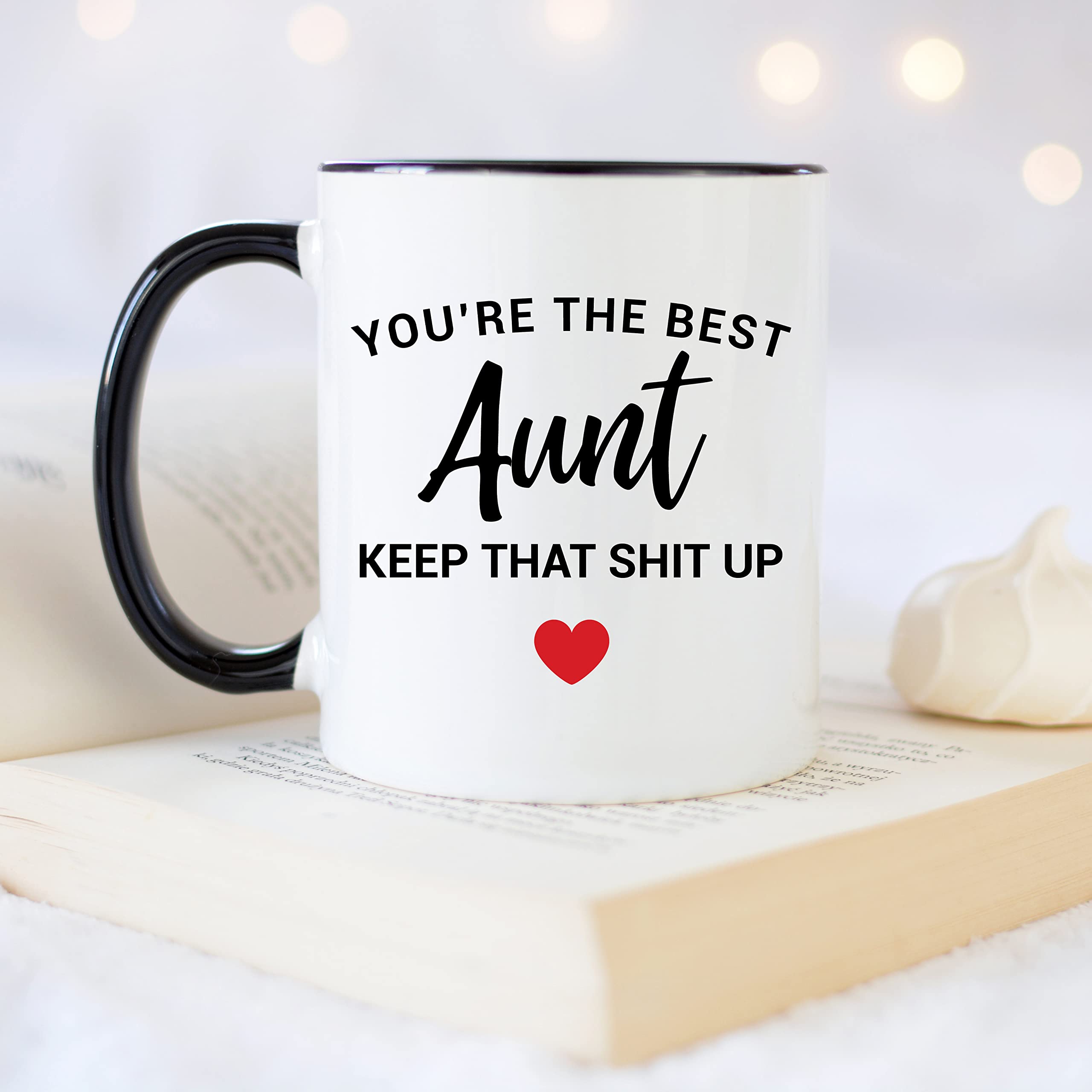 Best Aunt Ever Coffee Mug - La Mejor Tia Ceramic Cup 11oz With Black Handle