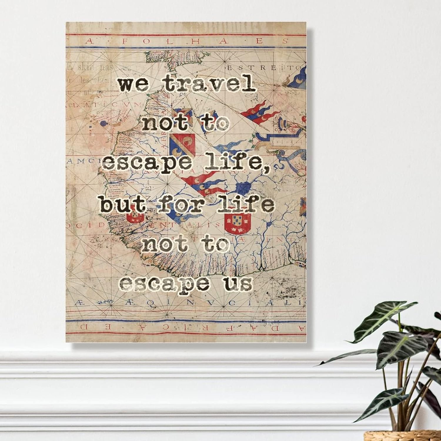 Sign Wood Decor Antique World Maps Adventure Sign We Travel Not to Life Home Wall Art Plaques Nursery Decor Wall Home Decoration Plaque 18x24in Housewarming Gift to Adventurer